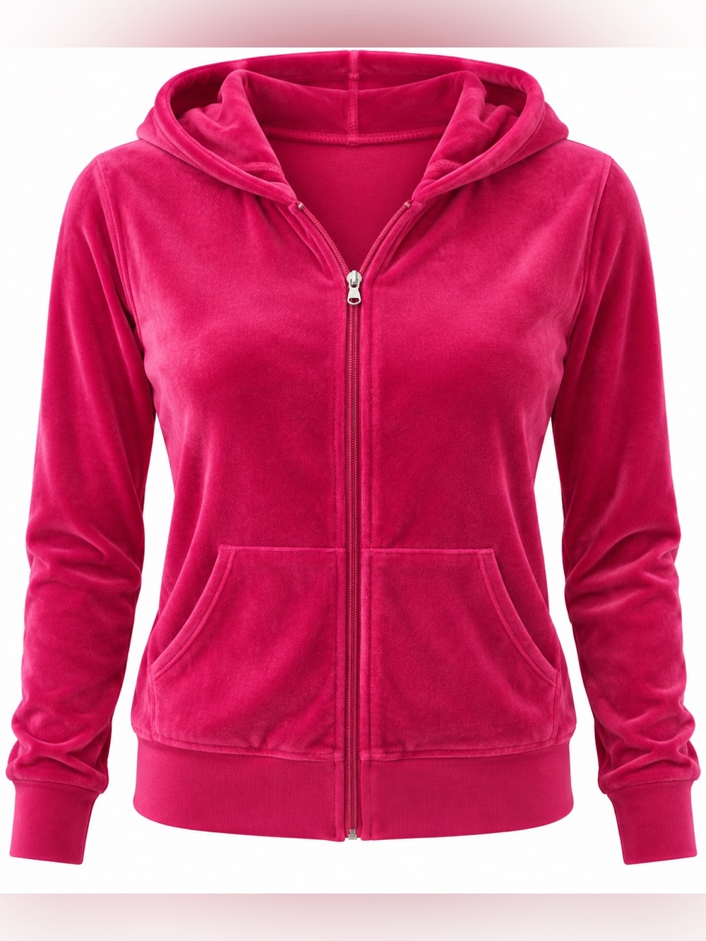Candy Couture Pink Velour Zip Up Hoodie Y2K Size M